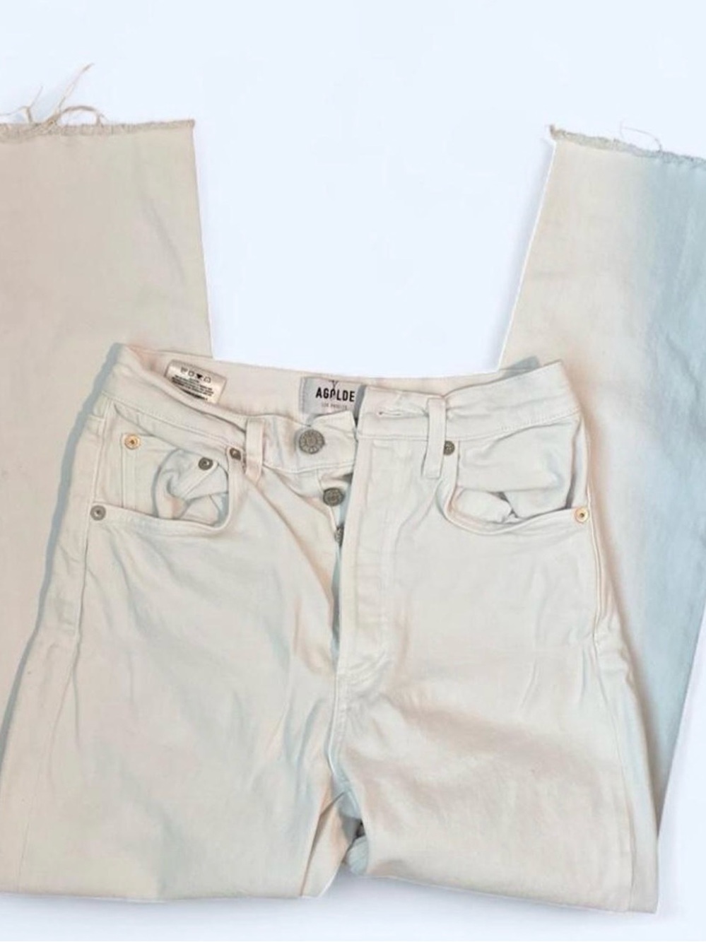 Agolde Off-White High-Rise Straight Leg Jeans